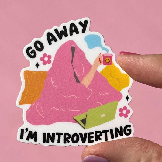 Go away I'm introverting sticker, mental health sticker, mental health decal, Introvert sticker, stay at home sticker, reading sticker