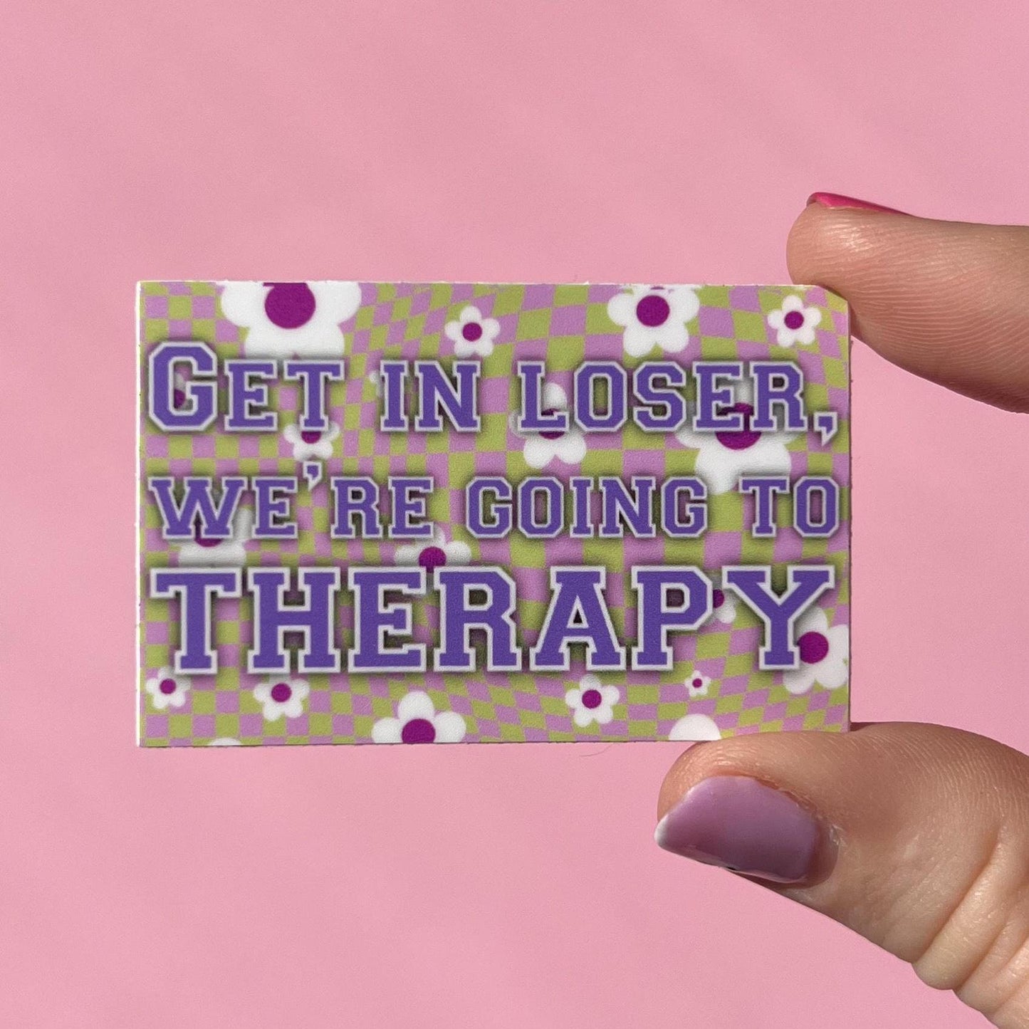 Get in loser we’re going to therapy sticker, mean girls inspired sticker, Y2K inspired sticker, Regina george sticker, therapy sticker