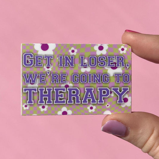 Get in loser we’re going to therapy sticker, mean girls inspired sticker, Y2K inspired sticker, Regina george sticker, therapy sticker