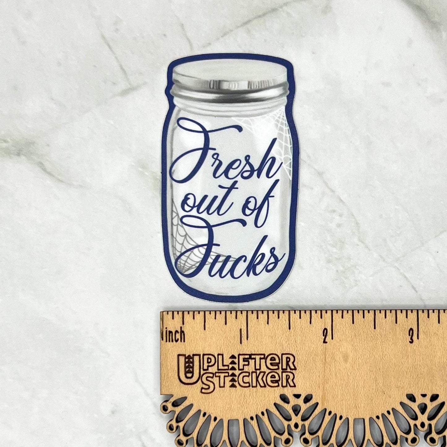 Fresh out of fucks sticker, mental health sticker, waterproof sticker, water bottle sticker, therapist sticker, adhd sticker, anxiety