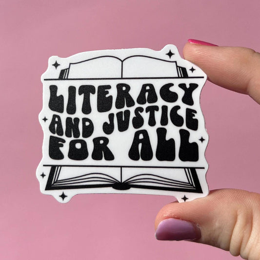 Literacy and justice for all sticker, mental health sticker, empath sticker, therapist gift, stocking stuffer, teacher gift, banned books
