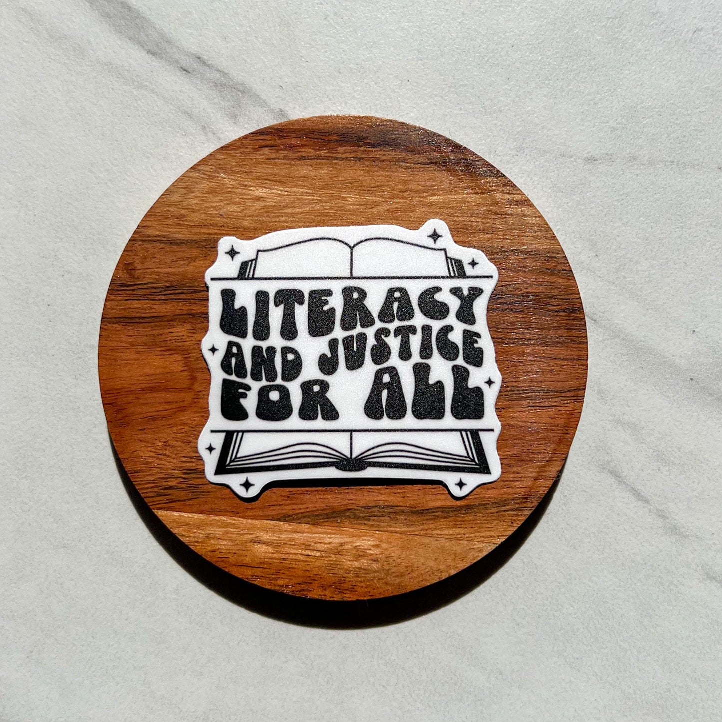 Literacy and justice for all sticker, mental health sticker, empath sticker, therapist gift, stocking stuffer, teacher gift, banned books