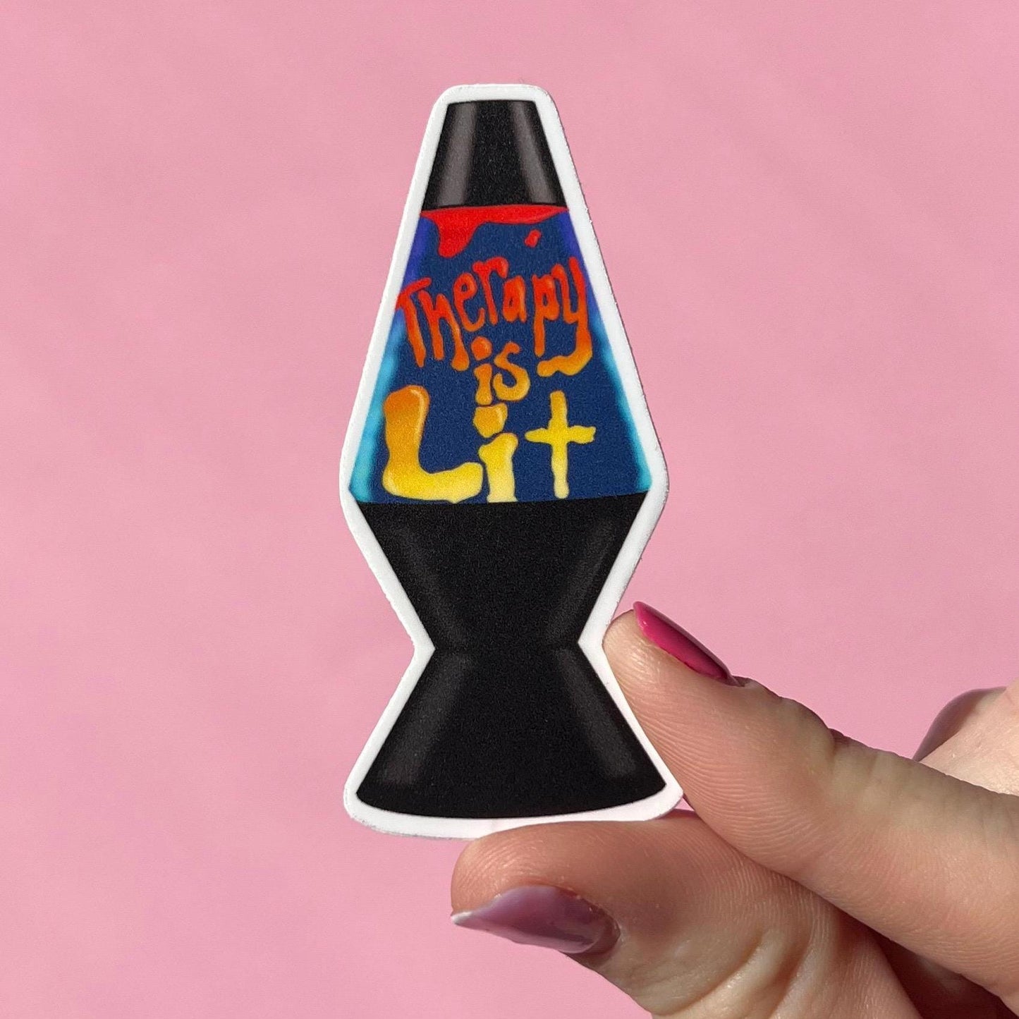 Therapy is lit sticker, therapist sticker, counselor sticker, social worker sticker, mental health gift, lava lamp sticker, groovy sticker