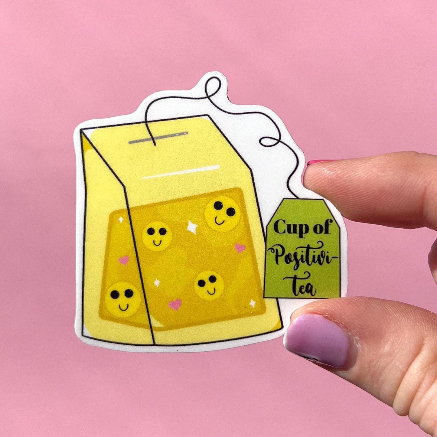 Cup of positivi-tea sticker, mental health sticker, mental health decal, therapist sticker, social worker sticker, anxiety sticker, tea
