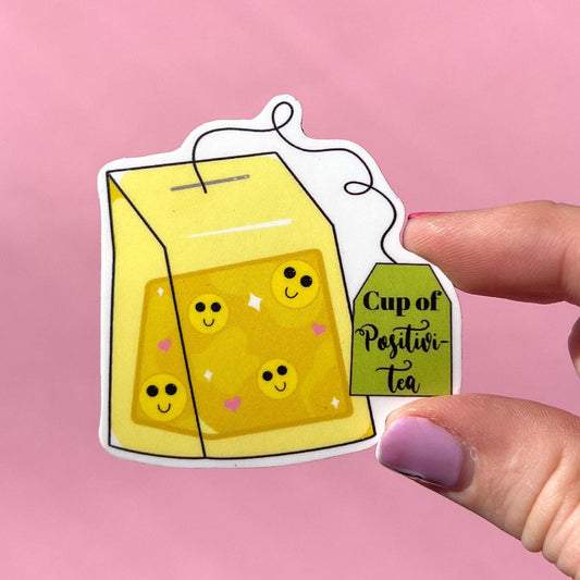 Cup of positivi-tea sticker, mental health sticker, mental health decal, therapist sticker, social worker sticker, anxiety sticker, tea
