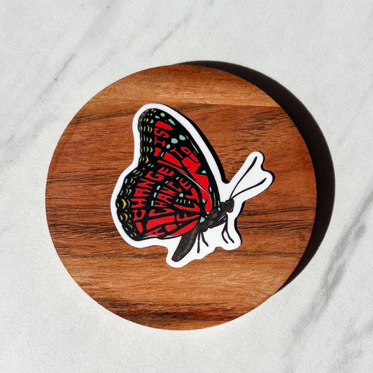 Change is a chance to fly sticker, butterfly sticker, caterpillar to butterfly sticker, kids water bottle sticker, cute kids sticker