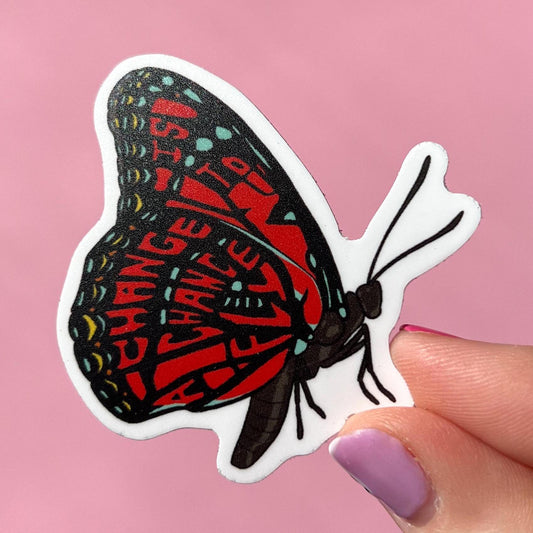 Change is a chance to fly sticker, butterfly sticker, caterpillar to butterfly sticker, kids water bottle sticker, cute kids sticker